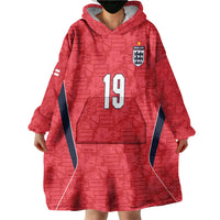 Custom World Football 2026 England Wearable Blanket Hoodie Three Lions Monogram Red Glory