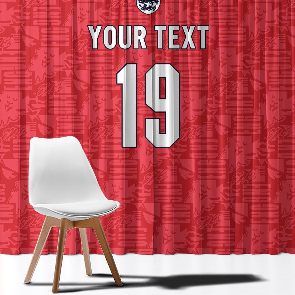 Custom World Football 2026 England Window Curtain Three Lions Monogram Red Glory