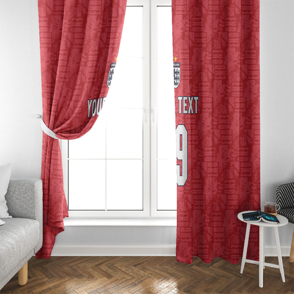 Custom World Football 2026 England Window Curtain Three Lions Monogram Red Glory