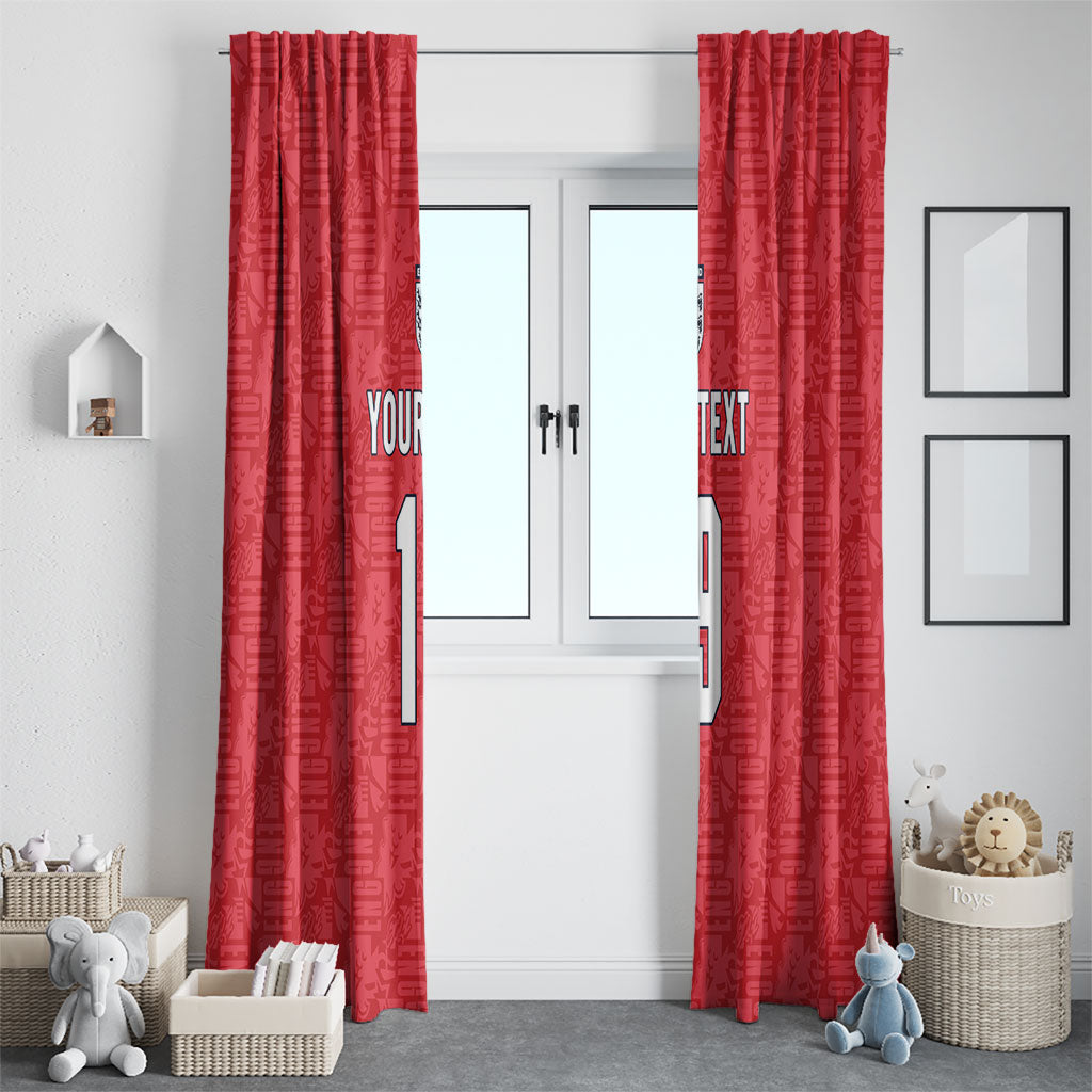 Custom World Football 2026 England Window Curtain Three Lions Monogram Red Glory