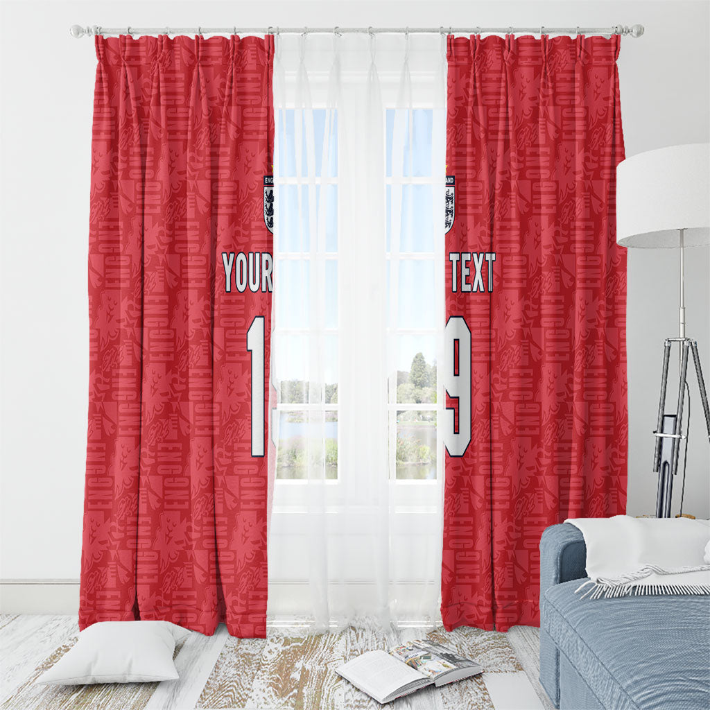 Custom World Football 2026 England Window Curtain Three Lions Monogram Red Glory