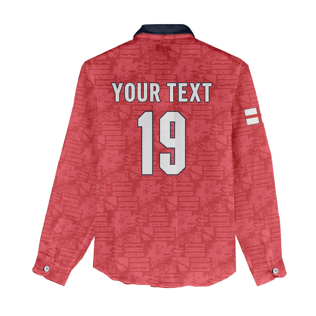 Custom World Football 2026 England Women Casual Shirt Three Lions Monogram Red Glory