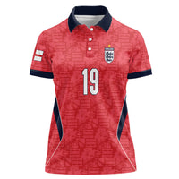 Custom World Football 2026 England Women Polo Shirt Three Lions Monogram Red Glory