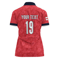 Custom World Football 2026 England Women Polo Shirt Three Lions Monogram Red Glory