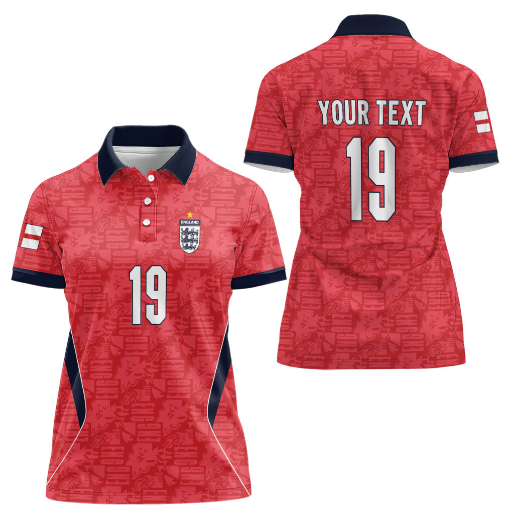 Custom World Football 2026 England Women Polo Shirt Three Lions Monogram Red Glory