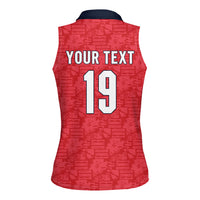 Custom World Football 2026 England Women Sleeveless Polo Shirt Three Lions Monogram Red Glory
