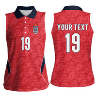 Custom World Football 2026 England Women Sleeveless Polo Shirt Three Lions Monogram Red Glory
