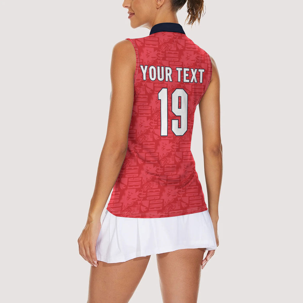 Custom World Football 2026 England Women Sleeveless Polo Shirt Three Lions Monogram Red Glory
