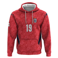 Custom World Football 2026 England Zip Hoodie Three Lions Monogram Red Glory