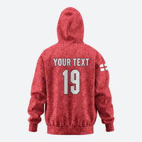 Custom World Football 2026 England Zip Hoodie Three Lions Monogram Red Glory