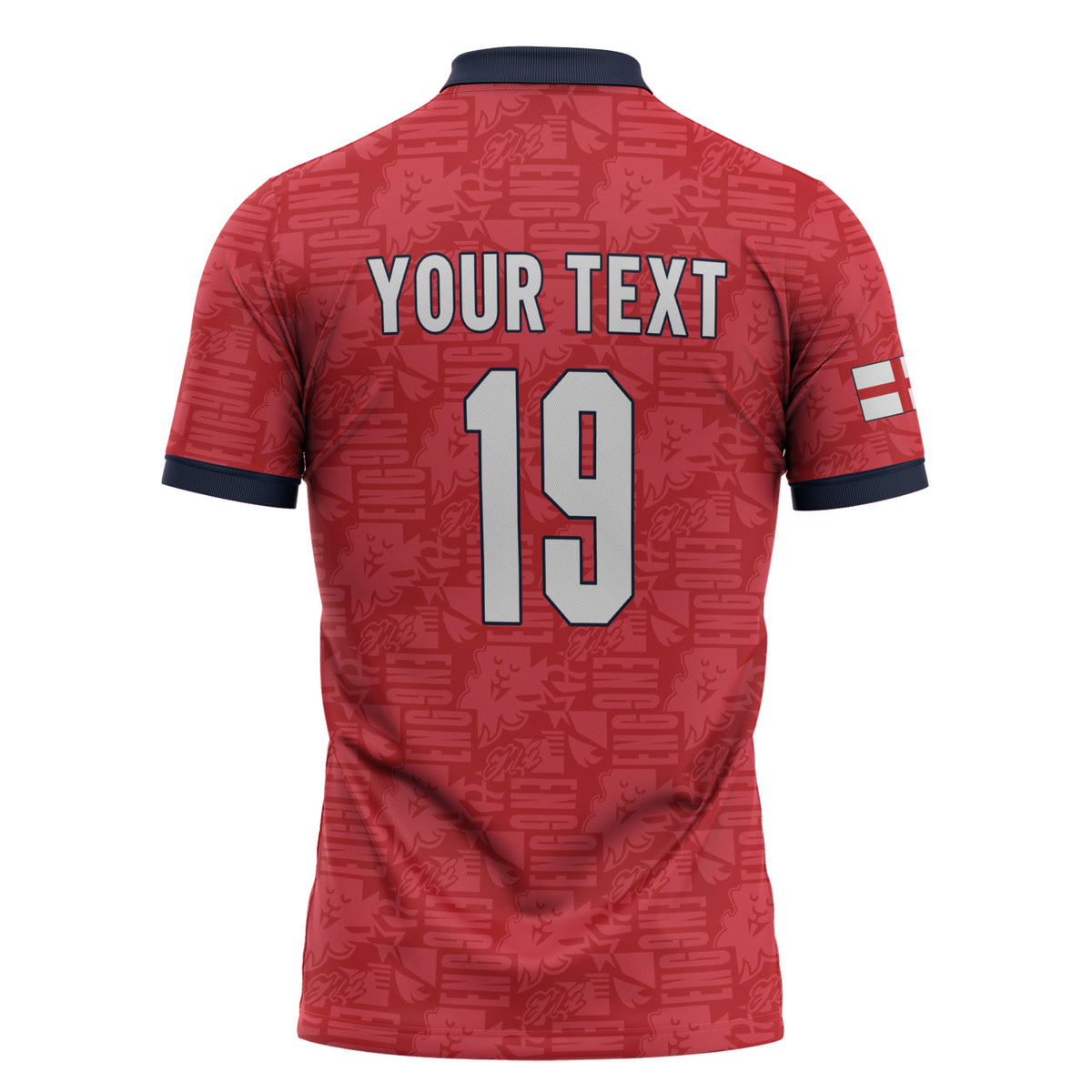 Custom World Football 2026 England Zipper Polo Shirt Three Lions Monogram Red Glory