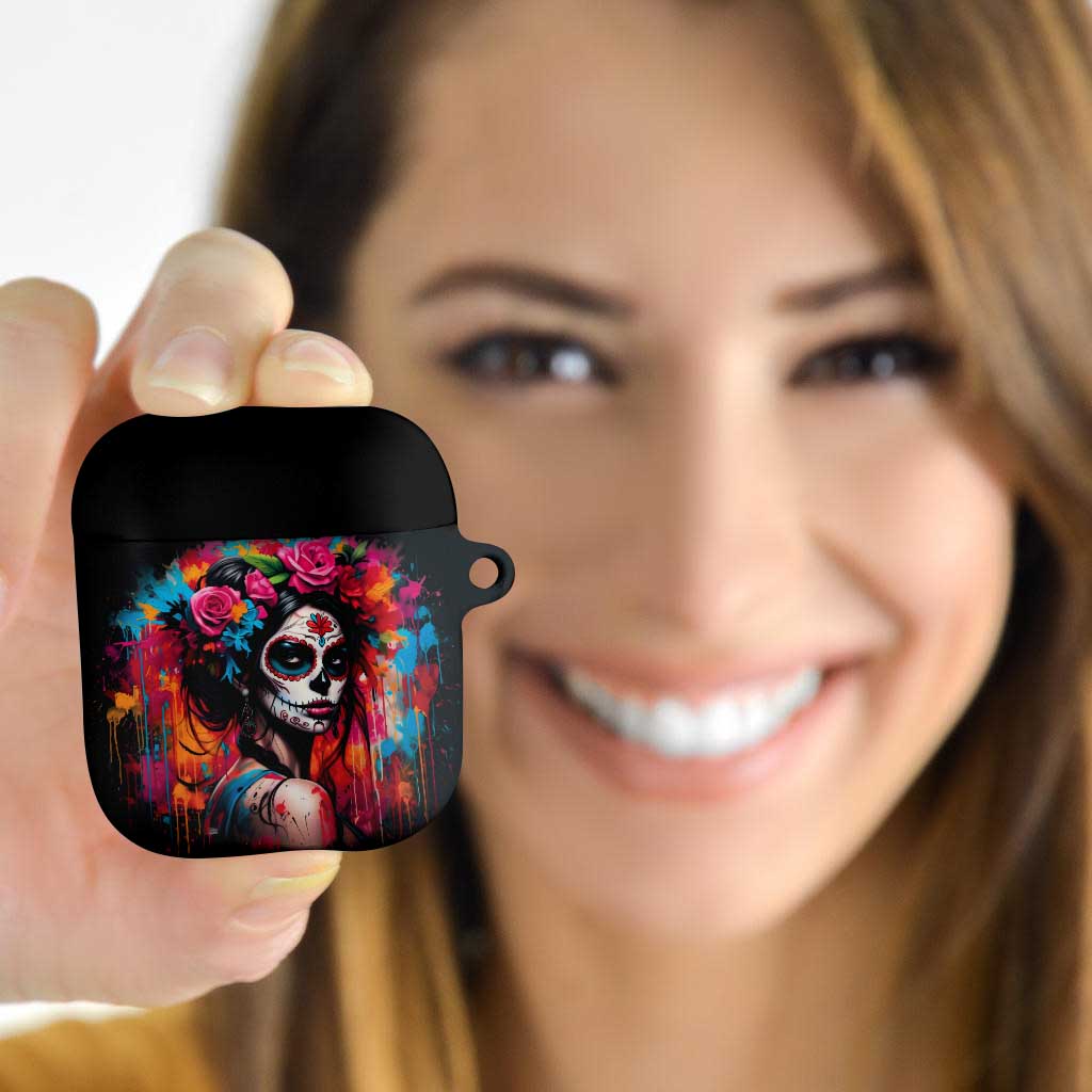 Mexico Day Of The Dead AirPods Case Rose Catrina Goddess Sugar Skull - Wonder Print Shop