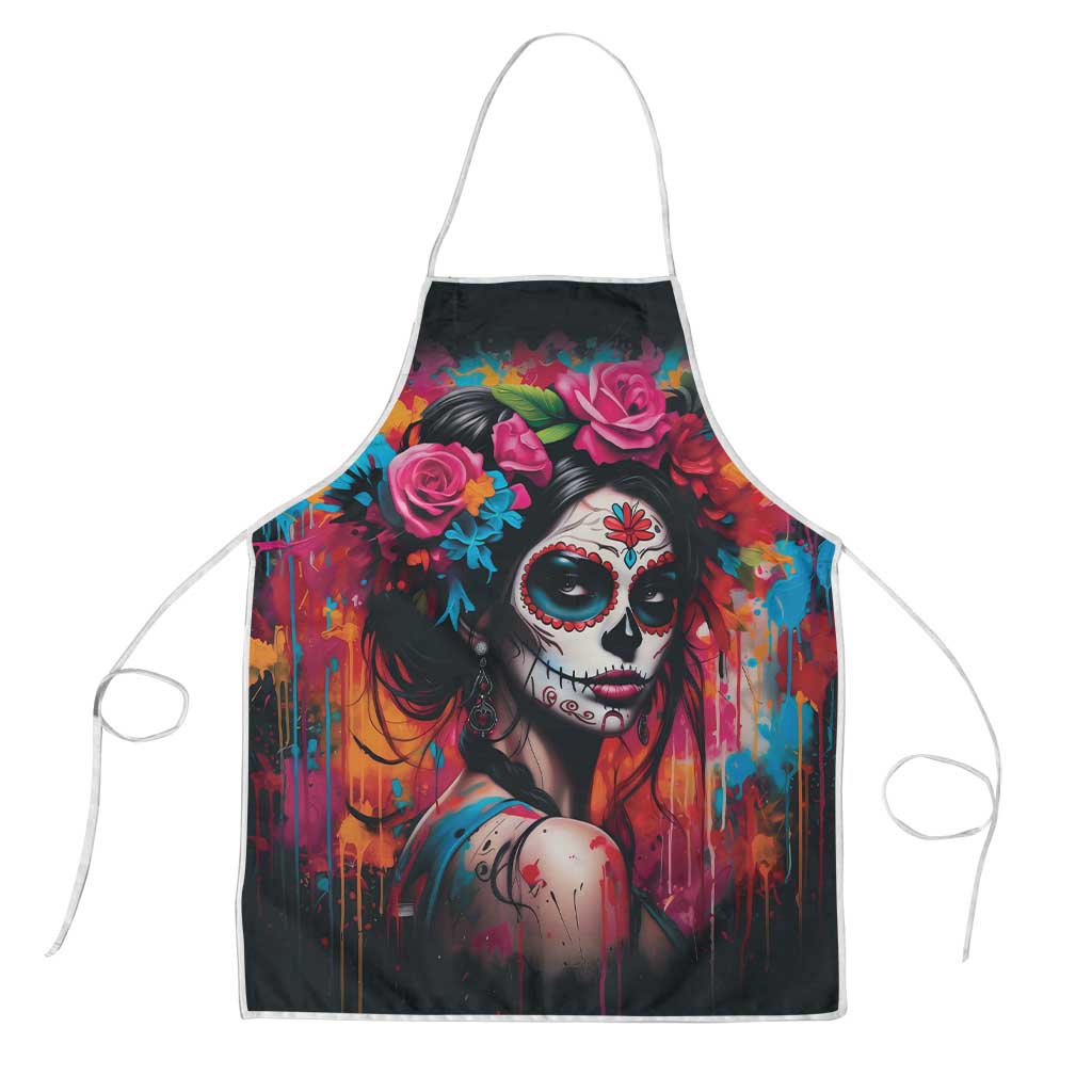 Mexico Day Of The Dead Apron Rose Catrina Goddess Sugar Skull - Wonder Print Shop