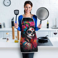 Mexico Day Of The Dead Apron Rose Catrina Goddess Sugar Skull - Wonder Print Shop