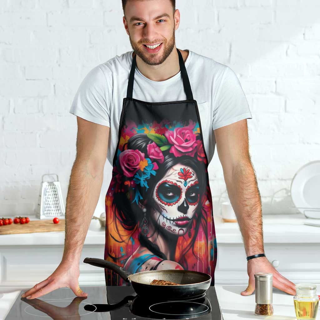 Mexico Day Of The Dead Apron Rose Catrina Goddess Sugar Skull - Wonder Print Shop