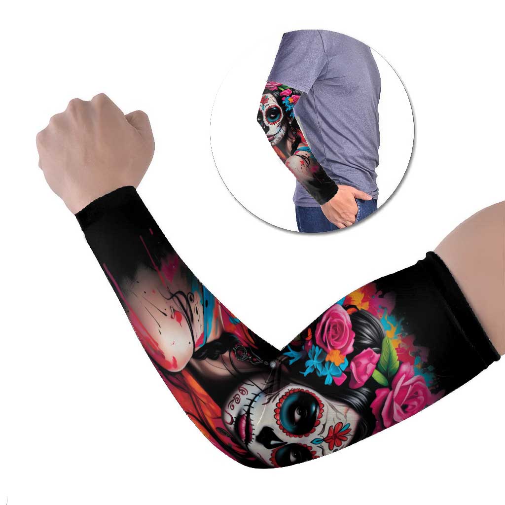 Mexico Day Of The Dead Arm Sleeves Rose Catrina Goddess Sugar Skull - Wonder Print Shop