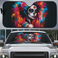 Mexico Day Of The Dead Auto Sun Shade Rose Catrina Goddess Sugar Skull - Wonder Print Shop