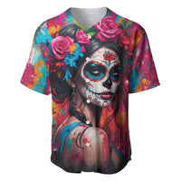 Mexico Day Of The Dead Baseball Jersey Rose Catrina Goddess Sugar Skull - Wonder Print Shop