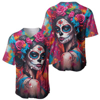 Mexico Day Of The Dead Baseball Jersey Rose Catrina Goddess Sugar Skull - Wonder Print Shop