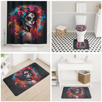 Mexico Day Of The Dead Bathroom Set Rose Catrina Goddess Sugar Skull - Wonder Print Shop