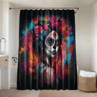 Mexico Day Of The Dead Bathroom Set Rose Catrina Goddess Sugar Skull - Wonder Print Shop