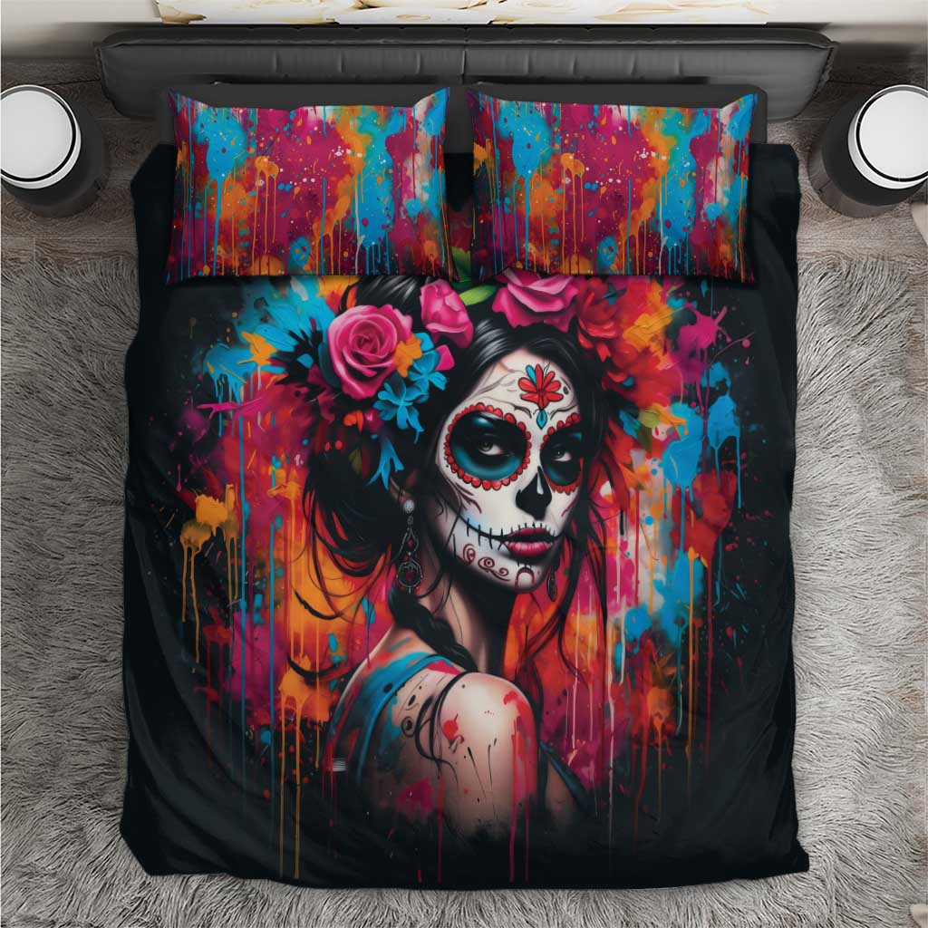 Mexico Day Of The Dead Bedding Set Rose Catrina Goddess Sugar Skull - Wonder Print Shop