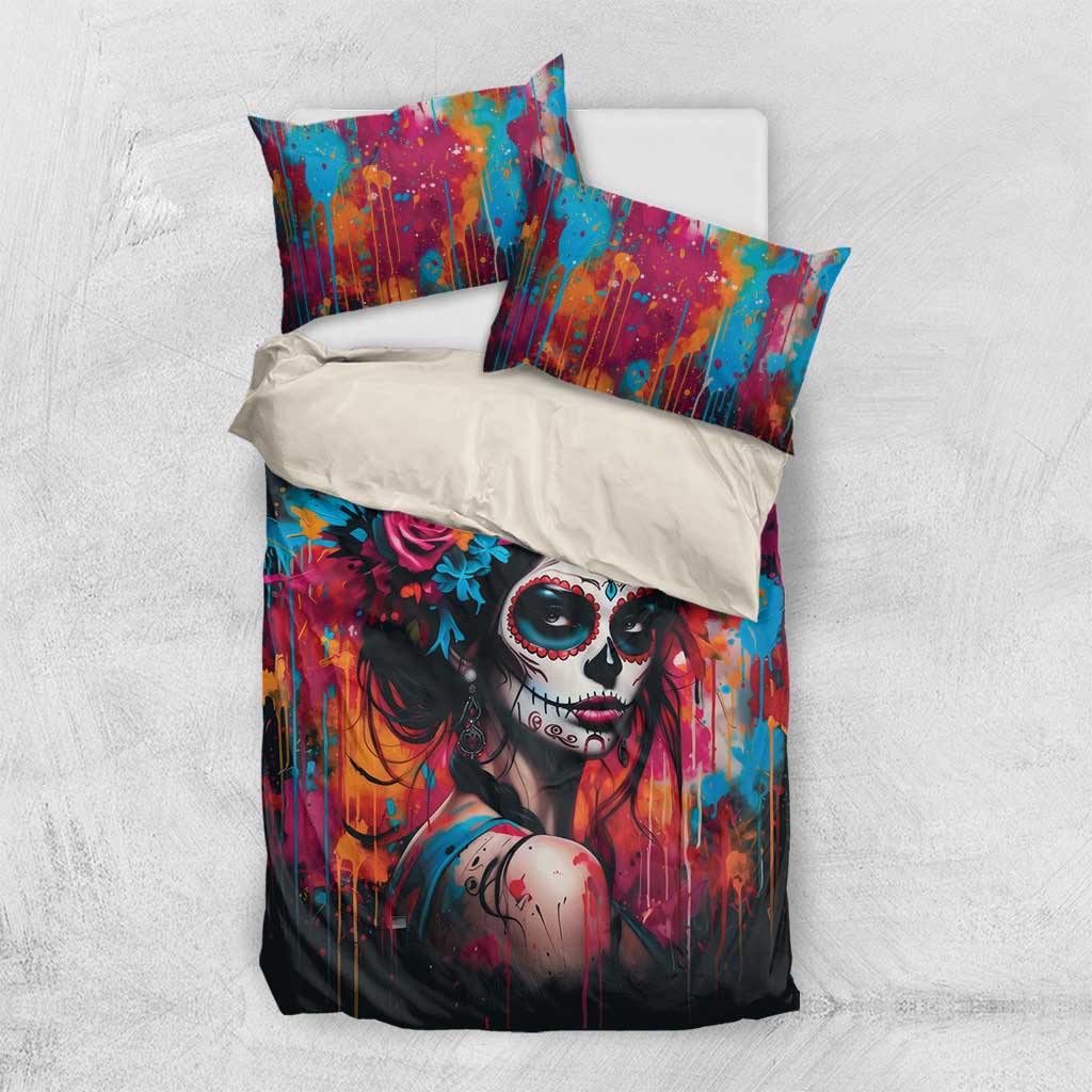 Mexico Day Of The Dead Bedding Set Rose Catrina Goddess Sugar Skull - Wonder Print Shop