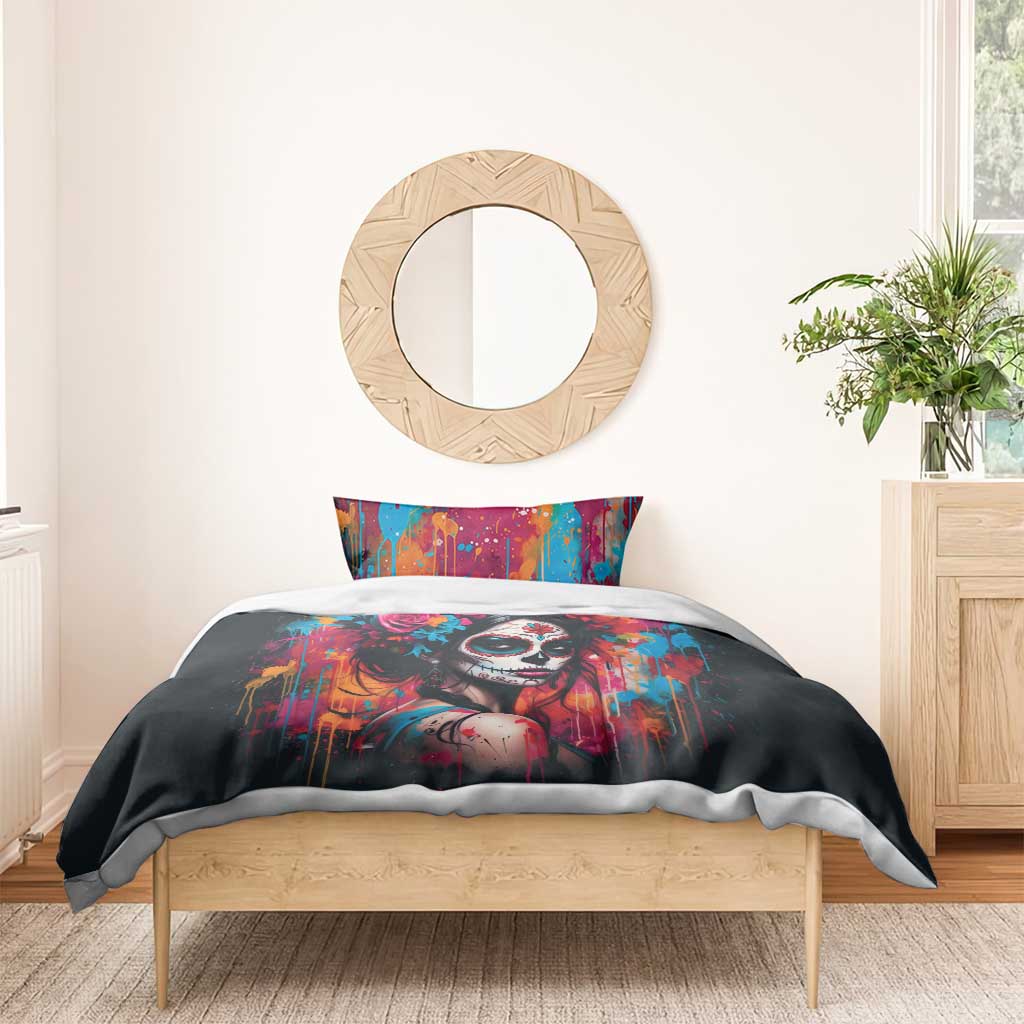 Mexico Day Of The Dead Bedding Set Rose Catrina Goddess Sugar Skull - Wonder Print Shop
