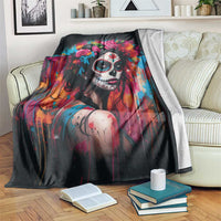 Mexico Day Of The Dead Blanket Rose Catrina Goddess Sugar Skull - Wonder Print Shop