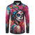 Mexico Day Of The Dead Button Sweatshirt Rose Catrina Goddess Sugar Skull - Wonder Print Shop