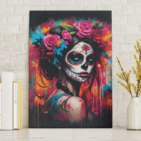 Mexico Day Of The Dead Canvas Wall Art Rose Catrina Goddess Sugar Skull - Wonder Print Shop