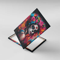 Mexico Day Of The Dead Canvas Wall Art Rose Catrina Goddess Sugar Skull - Wonder Print Shop