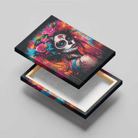 Mexico Day Of The Dead Canvas Wall Art Rose Catrina Goddess Sugar Skull - Wonder Print Shop