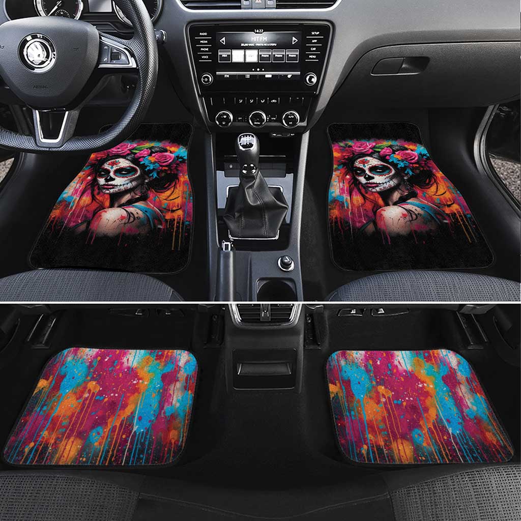 Mexico Day Of The Dead Car Mats Rose Catrina Goddess Sugar Skull - Wonder Print Shop