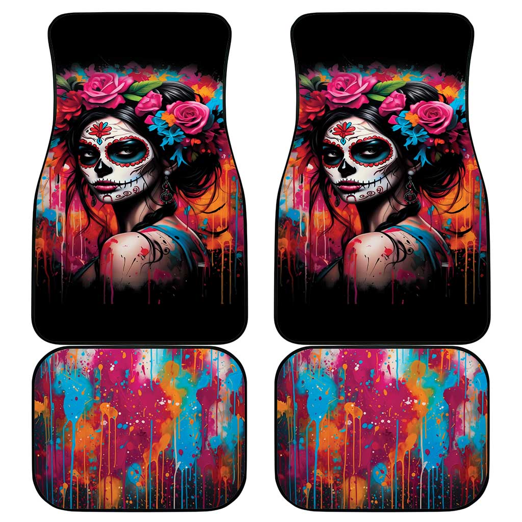 Mexico Day Of The Dead Car Mats Rose Catrina Goddess Sugar Skull - Wonder Print Shop