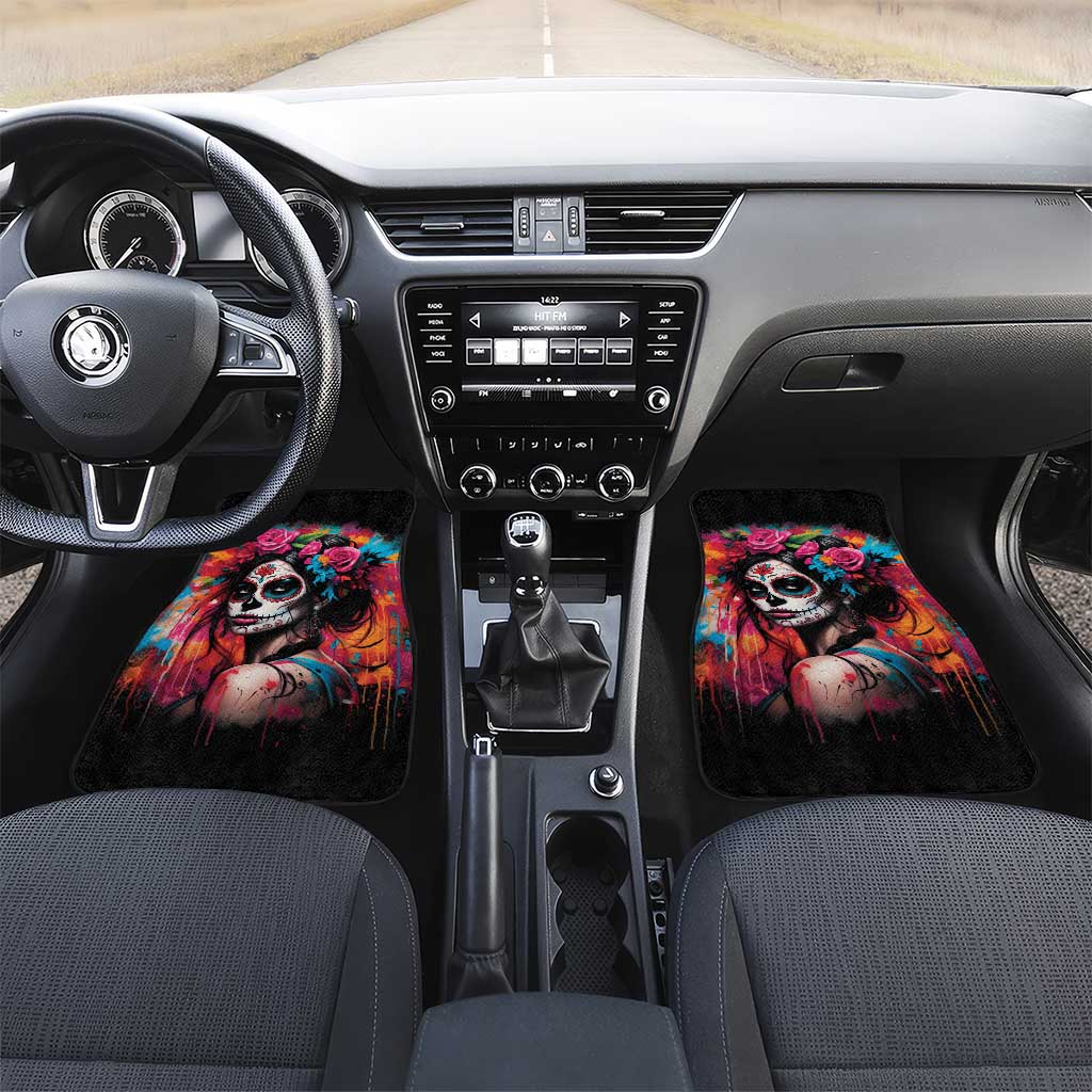 Mexico Day Of The Dead Car Mats Rose Catrina Goddess Sugar Skull - Wonder Print Shop