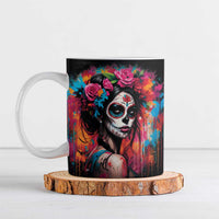 Mexico Day Of The Dead Ceramic Mug Rose Catrina Goddess Sugar Skull - Wonder Print Shop