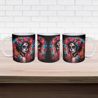 Mexico Day Of The Dead Ceramic Mug Rose Catrina Goddess Sugar Skull - Wonder Print Shop