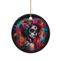 Mexico Day Of The Dead Ceramic Ornament Rose Catrina Goddess Sugar Skull - Wonder Print Shop