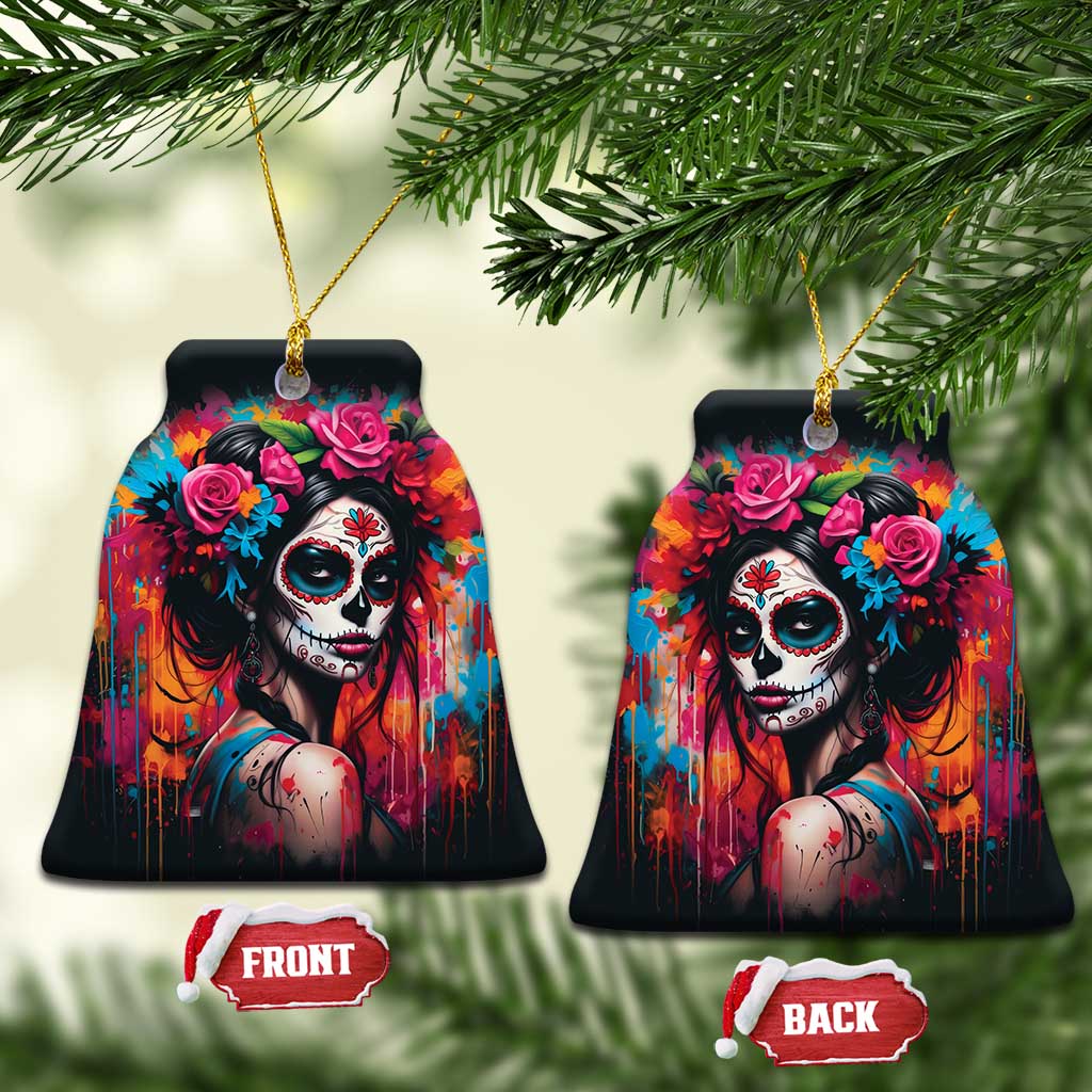 Mexico Day Of The Dead Ceramic Ornament Rose Catrina Goddess Sugar Skull - Wonder Print Shop