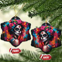 Mexico Day Of The Dead Ceramic Ornament Rose Catrina Goddess Sugar Skull - Wonder Print Shop