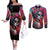 Mexico Day Of The Dead Couples Matching Off The Shoulder Long Sleeve Dress and Long Sleeve Button Shirt Rose Catrina Goddess Sugar Skull - Wonder Print Shop