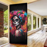 Mexico Day Of The Dead Door Cover Rose Catrina Goddess Sugar Skull - Wonder Print Shop