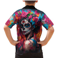 Mexico Day Of The Dead Family Matching Mermaid Dress and Hawaiian Shirt Rose Catrina Goddess Sugar Skull - Wonder Print Shop