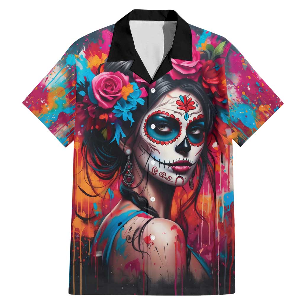 Mexico Day Of The Dead Family Matching Mermaid Dress and Hawaiian Shirt Rose Catrina Goddess Sugar Skull - Wonder Print Shop