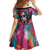 Mexico Day Of The Dead Family Matching Off The Shoulder Long Sleeve Dress and Hawaiian Shirt Rose Catrina Goddess Sugar Skull - Wonder Print Shop