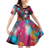 Mexico Day Of The Dead Family Matching Off Shoulder Short Dress and Hawaiian Shirt Rose Catrina Goddess Sugar Skull - Wonder Print Shop