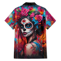 Mexico Day Of The Dead Family Matching Off Shoulder Short Dress and Hawaiian Shirt Rose Catrina Goddess Sugar Skull - Wonder Print Shop