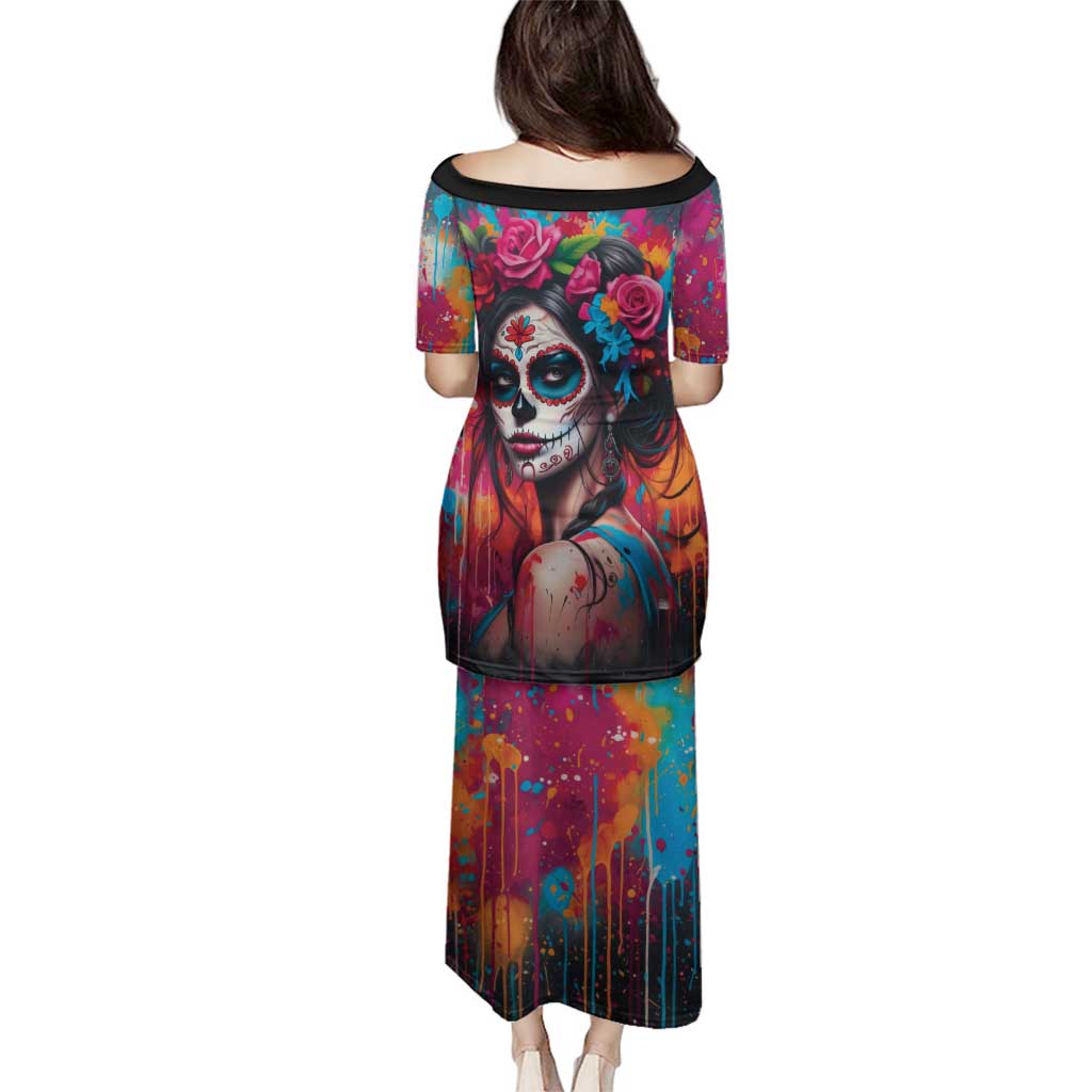 Mexico Day Of The Dead Family Matching Puletasi and Hawaiian Shirt Rose Catrina Goddess Sugar Skull - Wonder Print Shop