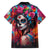 Mexico Day Of The Dead Family Matching Short Sleeve Bodycon Dress and Hawaiian Shirt Rose Catrina Goddess Sugar Skull - Wonder Print Shop